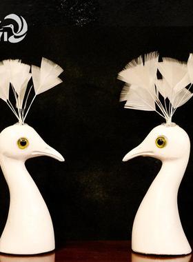 特卖仿真孔雀头模具婚宴餐桌摆件羽毛摆设客厅家居墙壁挂装饰摄影