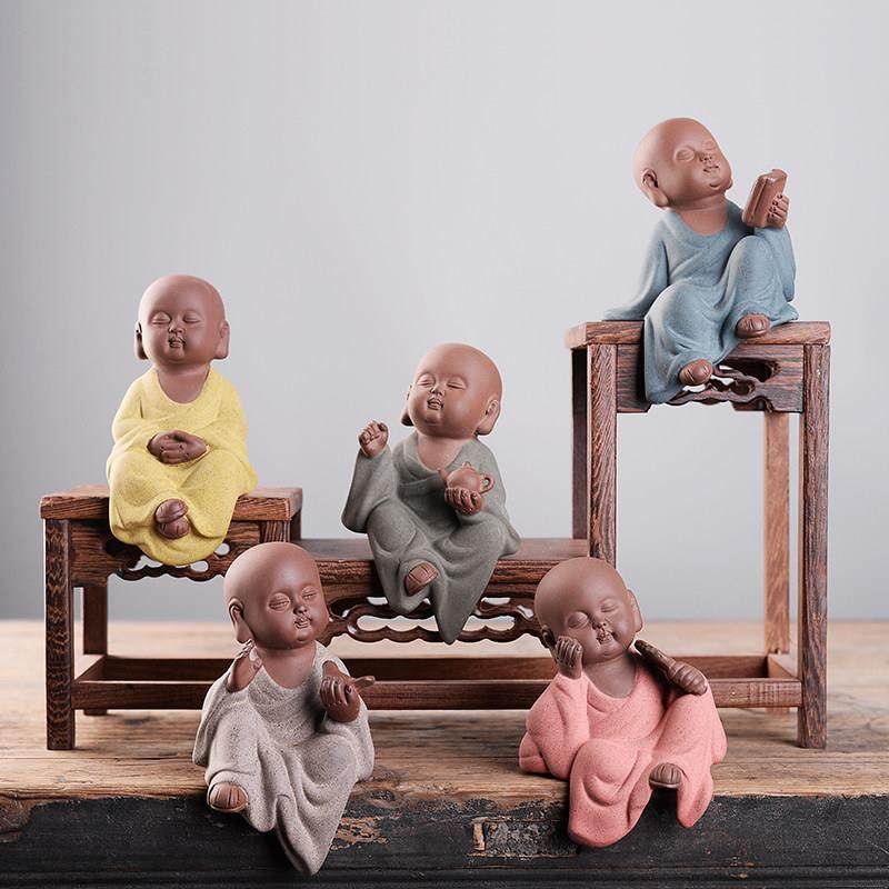 花宠禅意小摆件陶瓷小和尚手工泥人微景观盆景桌柜边缘造景装饰品,家居饰品,花盆,淘宝优惠券,粉丝福利购,淘宝优惠卷