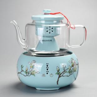 加厚高硅玻璃黑白茶家用茶壶 喜上眉梢全自动触屏电陶炉蒸茶器套装