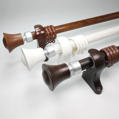 实木加厚罗马杆窗帘杆黑色简约单双杆顶装打孔轨道杆子窗帘轨道