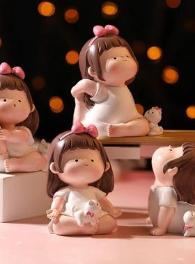 瑜伽女孩装饰房间卧室可爱愈合小号人物桌面装饰树脂娃娃小礼物