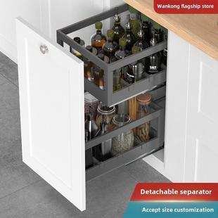 浅拉篮深400内柜304不锈钢调味篮多层开门抽屉式阻尼轨道定制