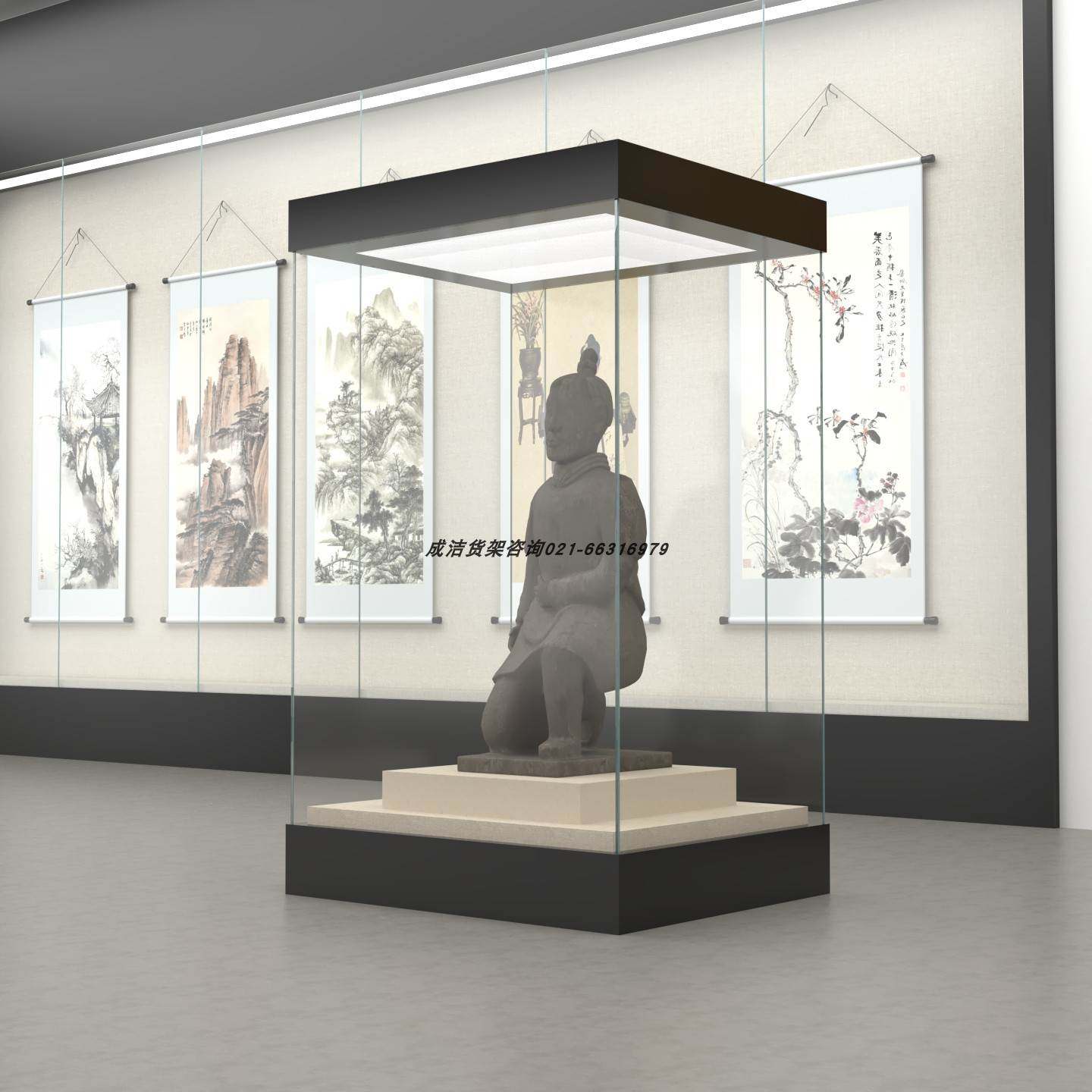 玻璃展示柜博物馆文物古董青铜器超大型展览柜冷轧钢陈列高柜定制