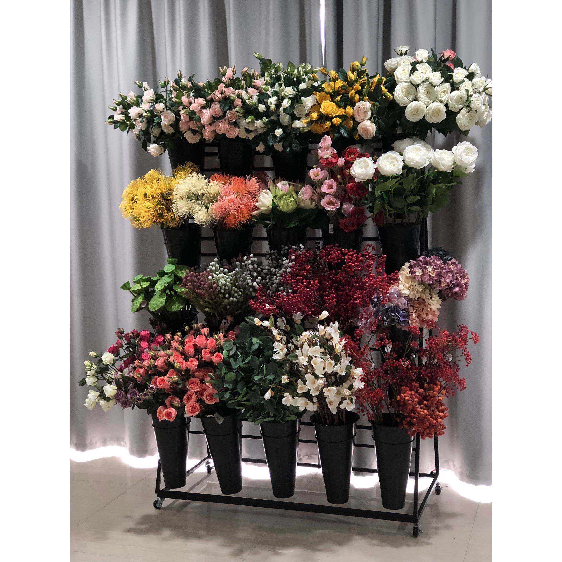 鲜花店花架大号花店花架可移动铁艺多层鲜花展示架塑料花桶架子