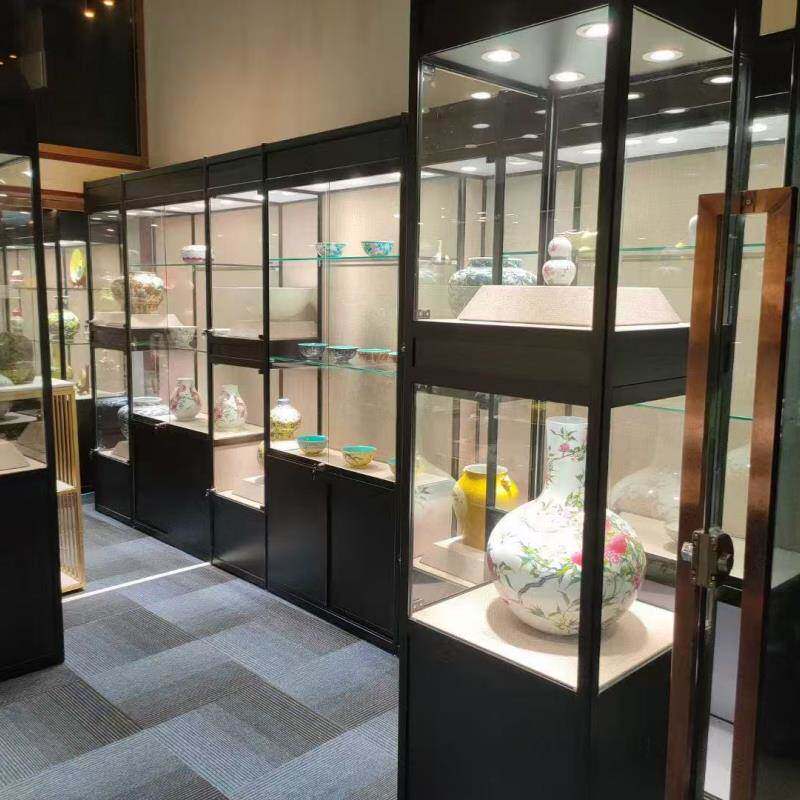 博物馆古董展示柜文物字画收藏品玉瓷器木质展览台珠宝玻璃柜定制