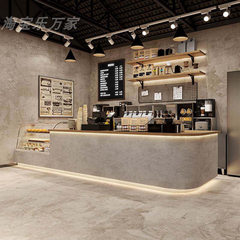 简约奶茶店收银台小酒馆吧台咖啡甜品店前台烘培蛋糕面包店接待台