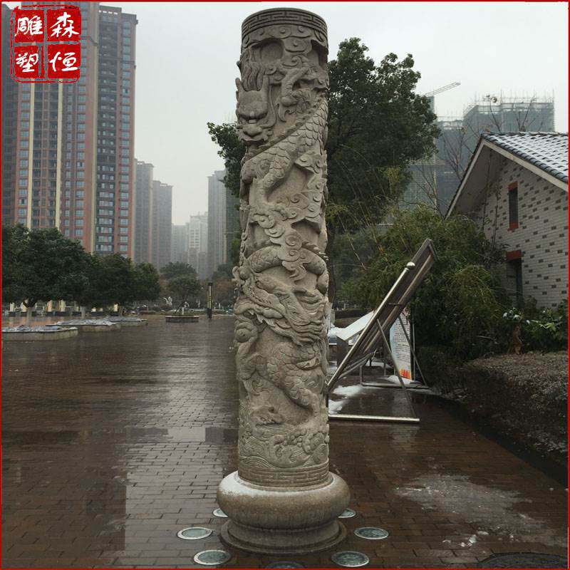 石雕龙柱寺庙家祠青石盘龙柱广场石头华表祥云石柱大理石文化柱子