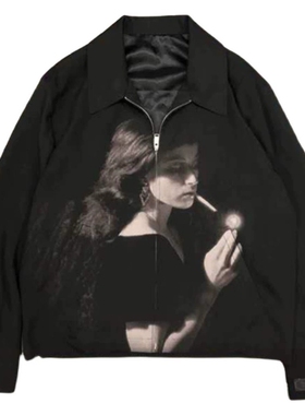 「现货」Undercover 20ss高桥盾 吸烟女人抽烟少女印花夹克外套