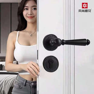 木门门把手分体静音磁吸分体锁金色简约家用复古法式欧式轻奢门锁