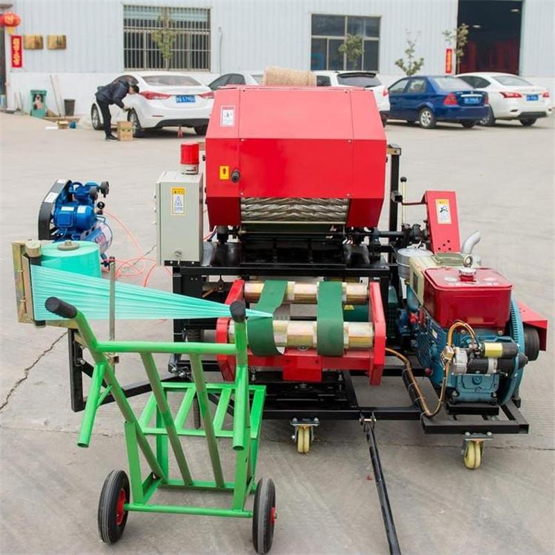 养牛NJD场秸秆捆包膜机农田野外打用贮压块自动拨草的机牧草打青