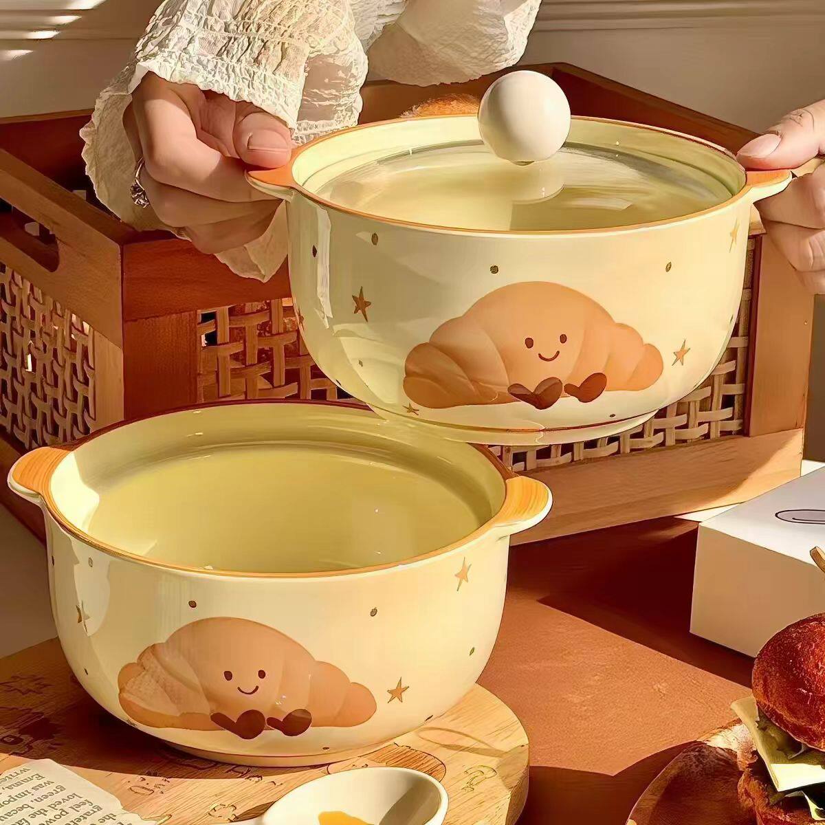 可爱卡通ins高颜值家用碗勺陶瓷餐具套装饭碗盘子勺子筷子