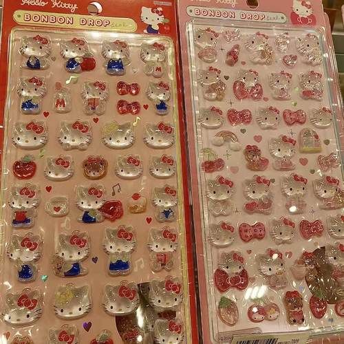 库洛米女孩装饰卡通动物儿童水晶趣味贴画浮雕日系空心立体贴纸3d