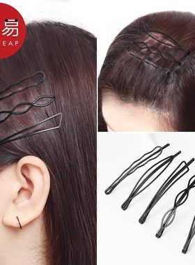 发夹/一字夹A1pq808-黑色侧边刘海发卡后脑勺碎发整理头饰盘发固