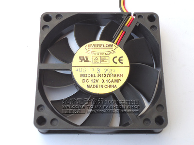 正品EVERFLOW 7015 R127015BH 12V 0.6A CPU双滚珠散热风扇/