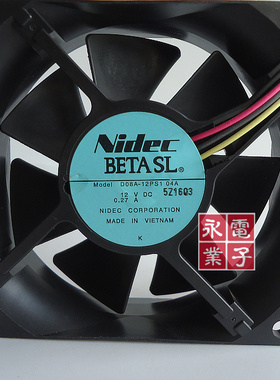 正品 Nidec尼迪克 8025双滚珠散热风扇 12V 0.27A D08A-12PS1 04A
