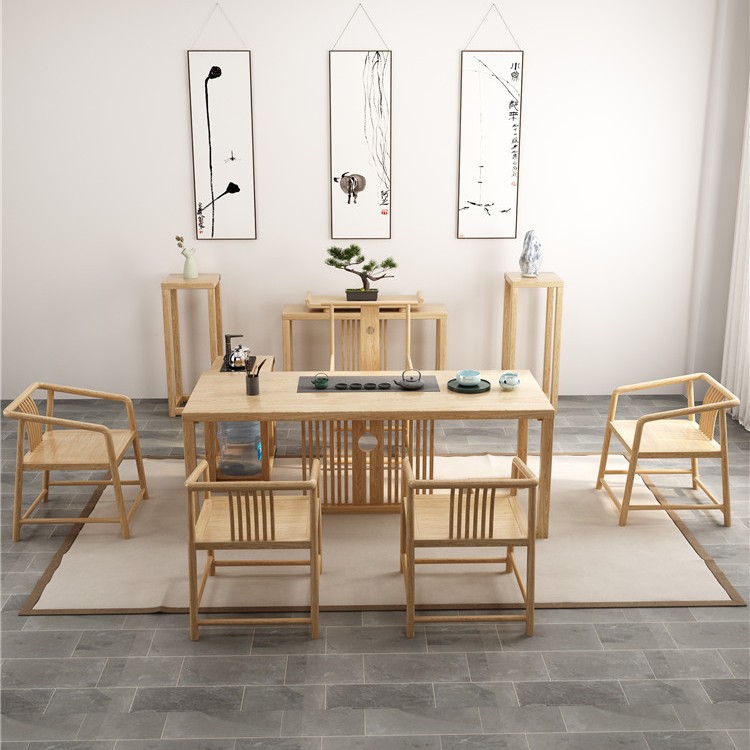 新中式休闲简约实木茶桌椅组合家具高档茶室禅意办公功夫茶台茶桌