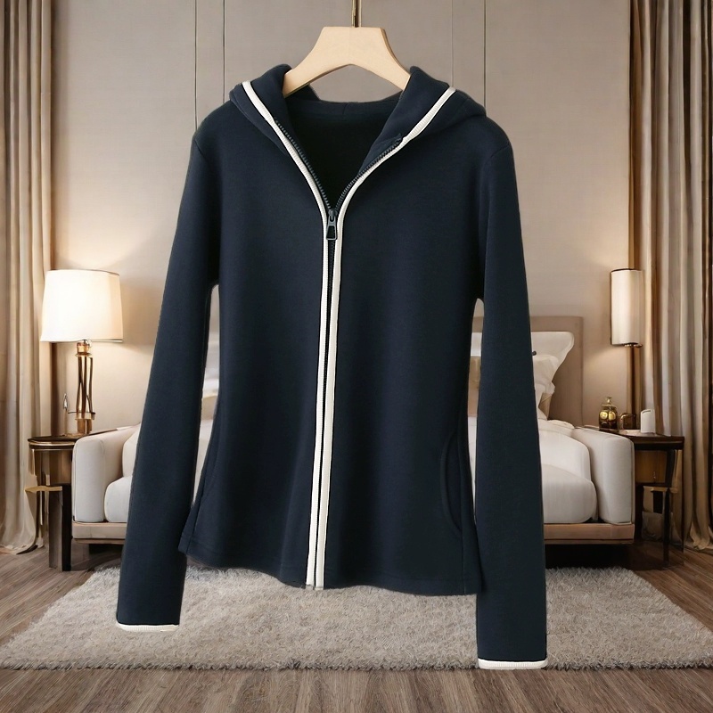 Fjwldy卫衣外套春秋新款大码修身打底上衣连帽拉链开衫初秋穿搭