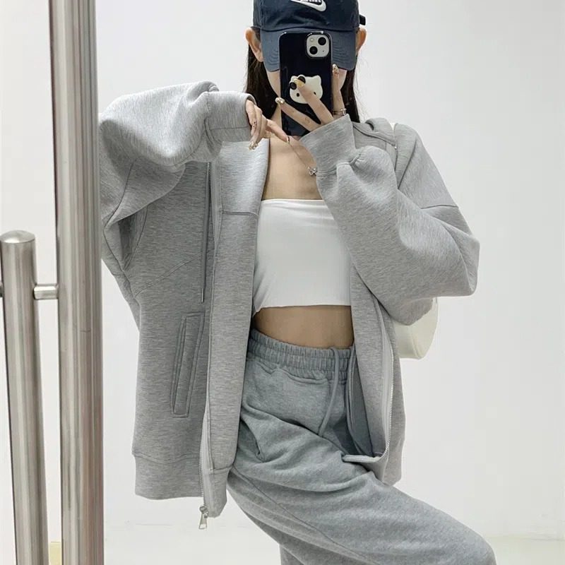 秋冬新款带帽开衫卫衣外套韩系慵懒大码连帽衫春秋宽松拉链卫衣女,女装/女士精品,T恤,淘宝优惠券,粉丝福利购,淘宝优惠卷