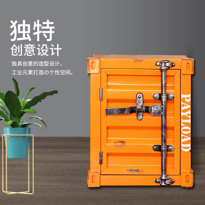工业风金属床头柜集装箱收纳箱收纳箱咖啡屋服装店橱窗摆件陈列品