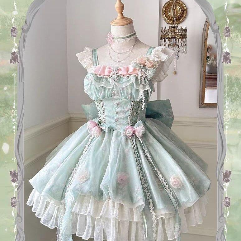 新款洛丽塔桔梗小花仙lolita连衣裙甜美花苞清新少女礼服洋装夏日