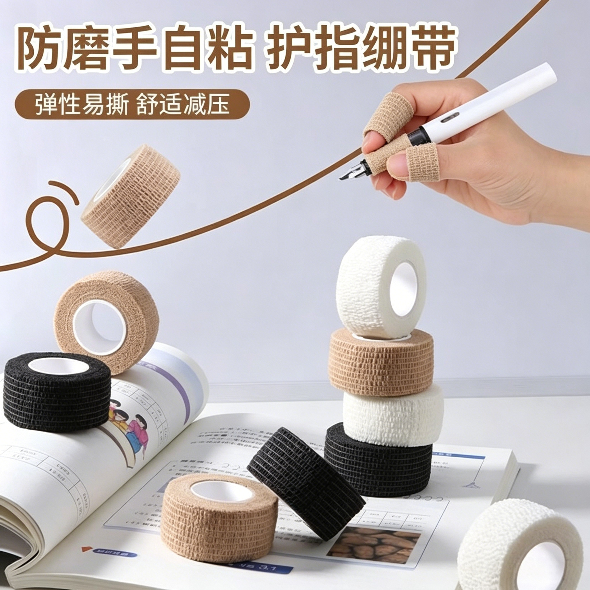 无胶自粘写字防茧护指绷带