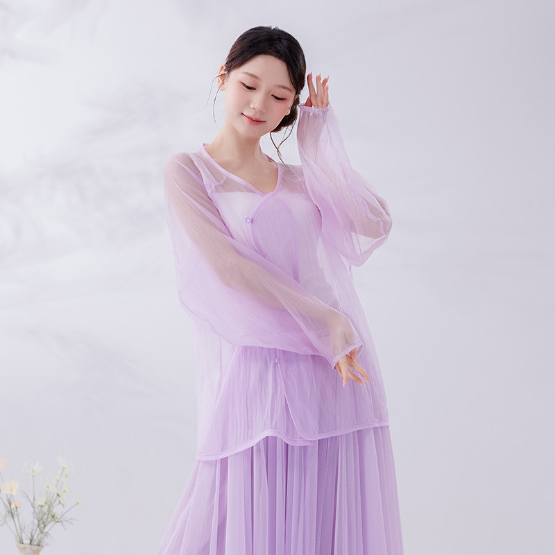 古典舞汉服禅意练功服新中式女飘古典舞服