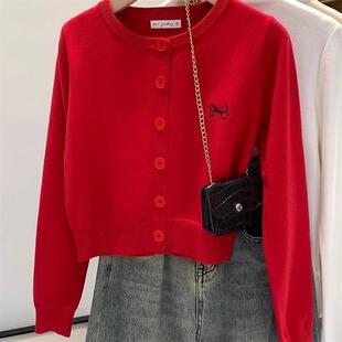 外套早秋小众不撞款 2025韩系高级穿搭刺绣显瘦针织衫 设计 款 26新款