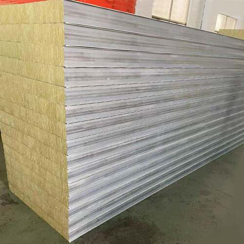 彩钢岩棉复合板防火保温消音板隔音岩棉双面板夹芯复合外墙装饰板