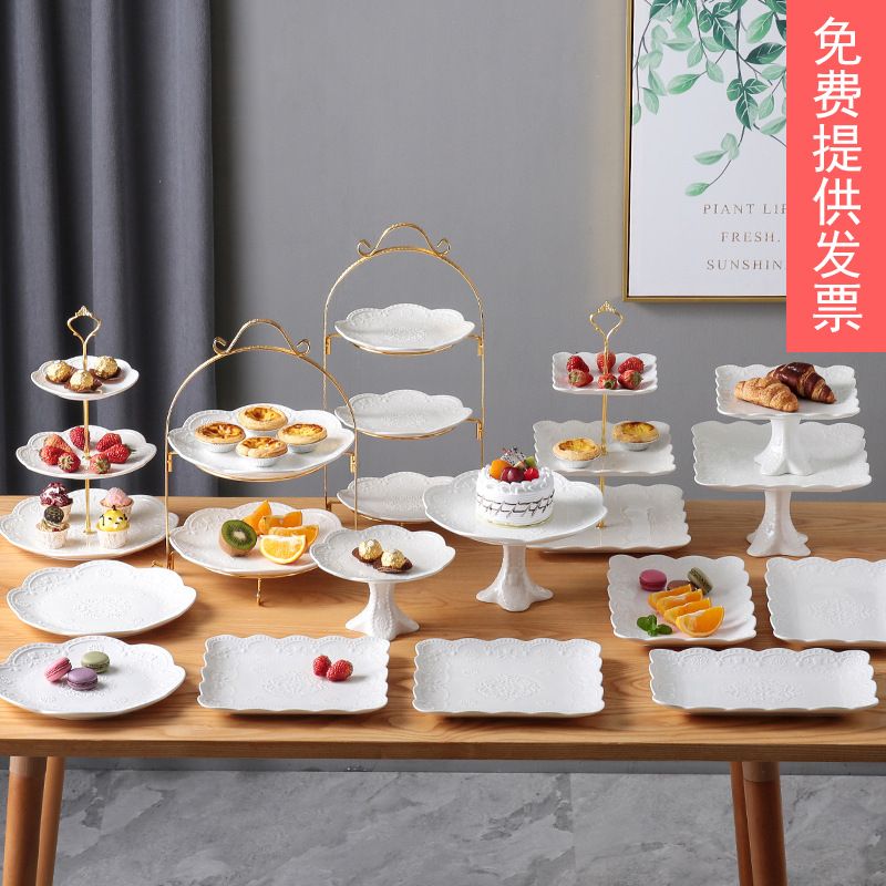 陶瓷蛋糕点心展示架甜品台摆件婚庆生日冷餐下午茶歇摆台水果托盘
