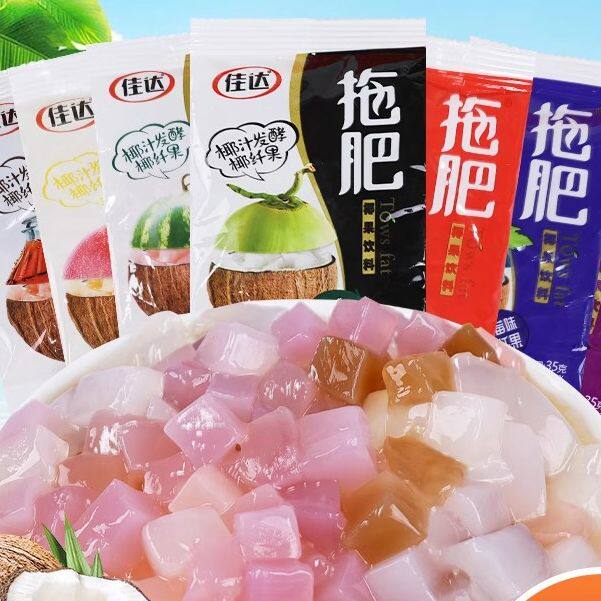 佳达拖肥椰果肉小包装果冻饮料儿时怀旧休闲零食椰果粒整箱