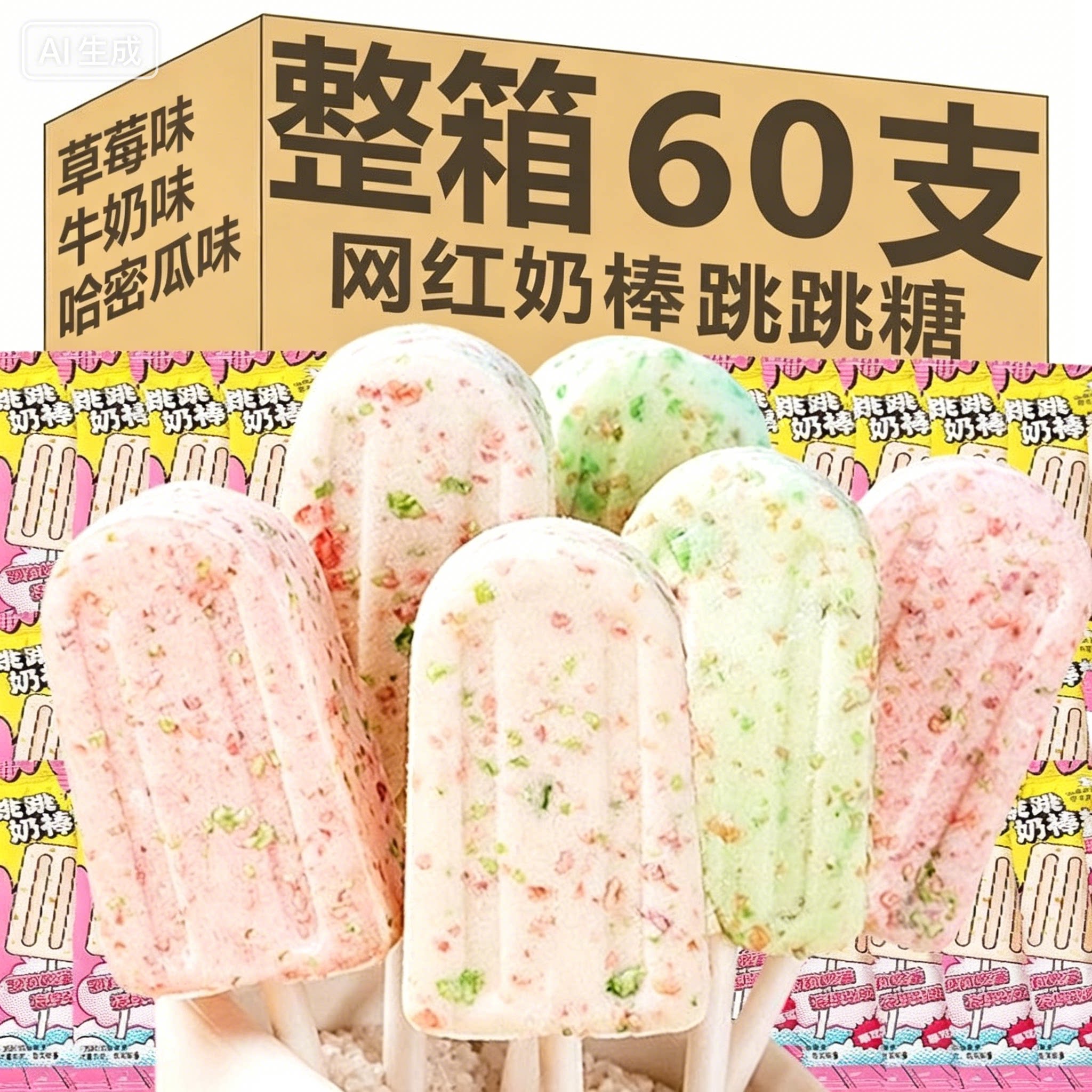 跳跳奶棒糖网红糖果水果牛奶味高颜值随身携带跳跳糖儿童休闲零食