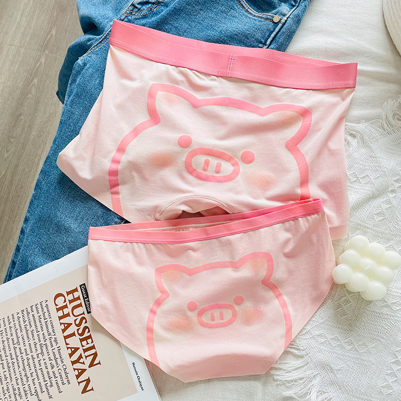 小萌猪情侣内裤卡通可爱一男一女同款短裤粉色短裤安全裤男士内衣