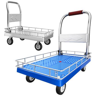 5平板车搬运车手推车带围栏围挡取快递拖车便携折叠小推车拉货