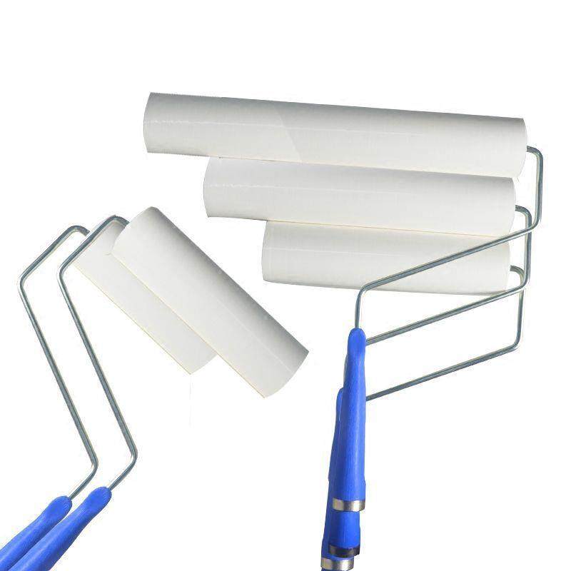 滚筒粘尘滚轮可撕式无尘车间粘毛沾灰工业除尘手柄粘尘纸卷代货