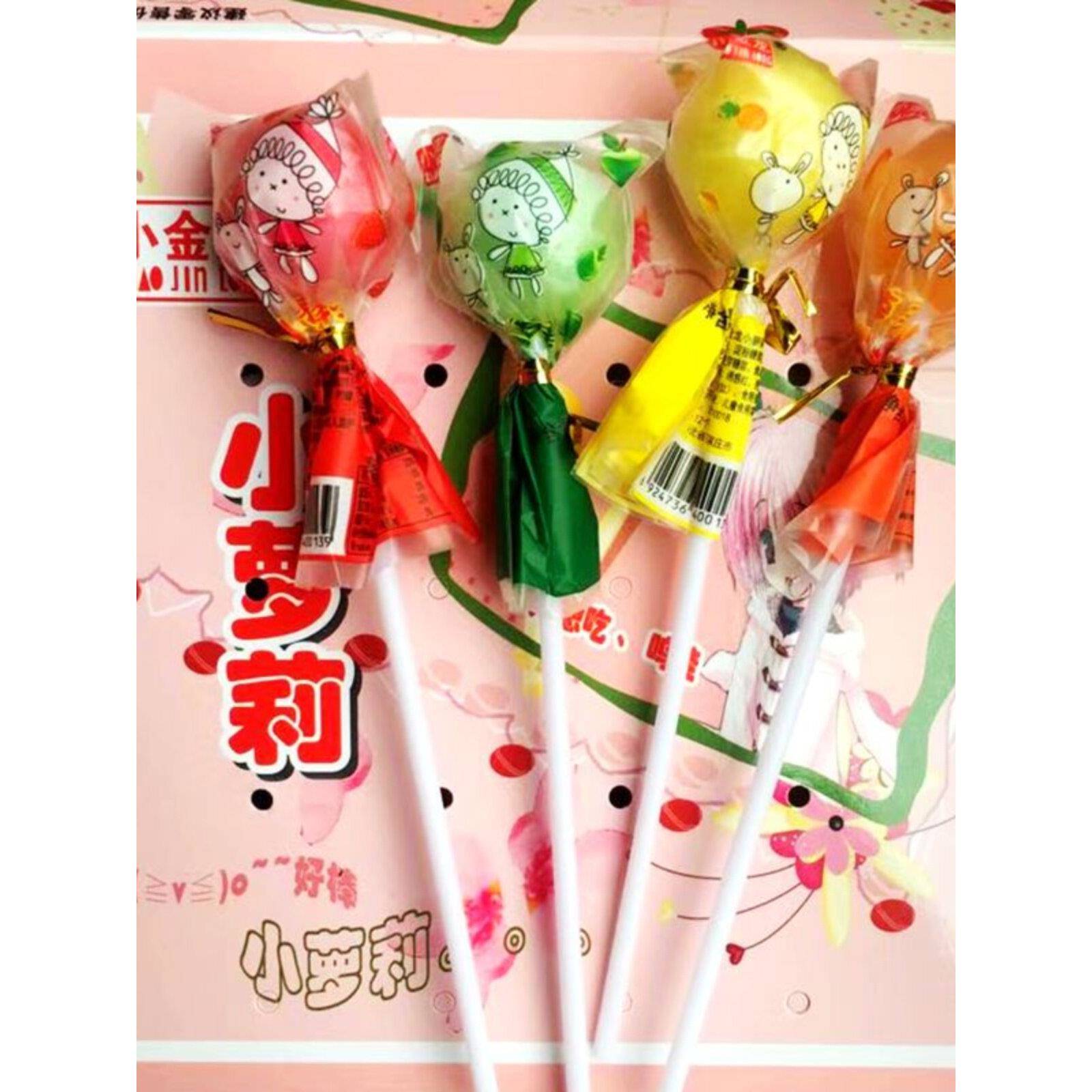 速发现货小金龙小萝莉棒棒糖长杆果味混合30支一盒生日礼物糖果圣