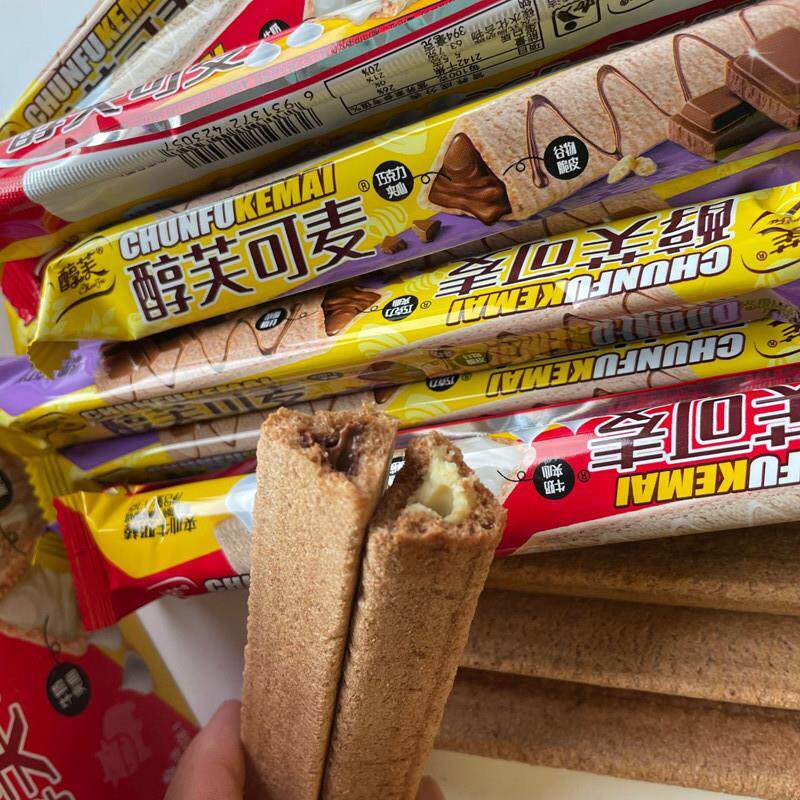新日期醇芙可麦三角形 牛奶巧克力棒夹心威化饼干休闲零食童年回