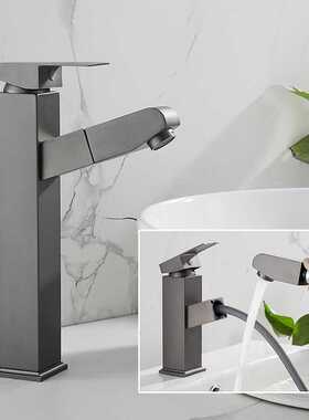 枪灰色抽拉不锈钢台上盆面盆水龙头卫生间洗脸盆台下盆冷热龙头