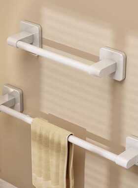 白色毛巾架免打孔卫生间壁挂浴室厕所洗手间挂毛巾杆单杆置物架子
