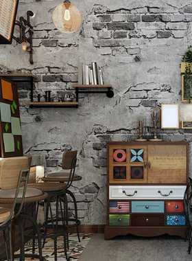 砖纹墙纸砖块砖头复古怀旧灰色水泥砖墙工业风loft仿古背景墙壁纸