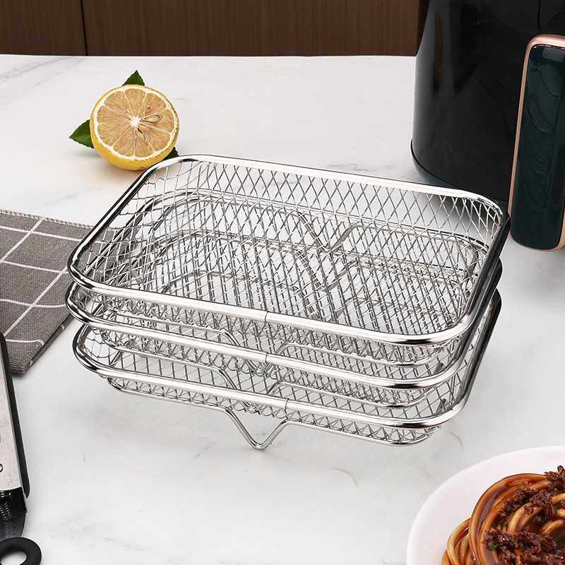 304不锈钢户外三层蒸架烧烤架空气炸锅配件脱水篮炸篮架烧烤网,家装主材,沥水篮,淘宝优惠券,粉丝福利购,淘宝优惠卷