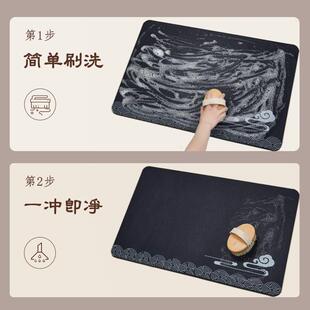 厨房地垫吸油吸水防滑家用耐脏可擦免洗长条地毯脚垫 纳帕皮中式