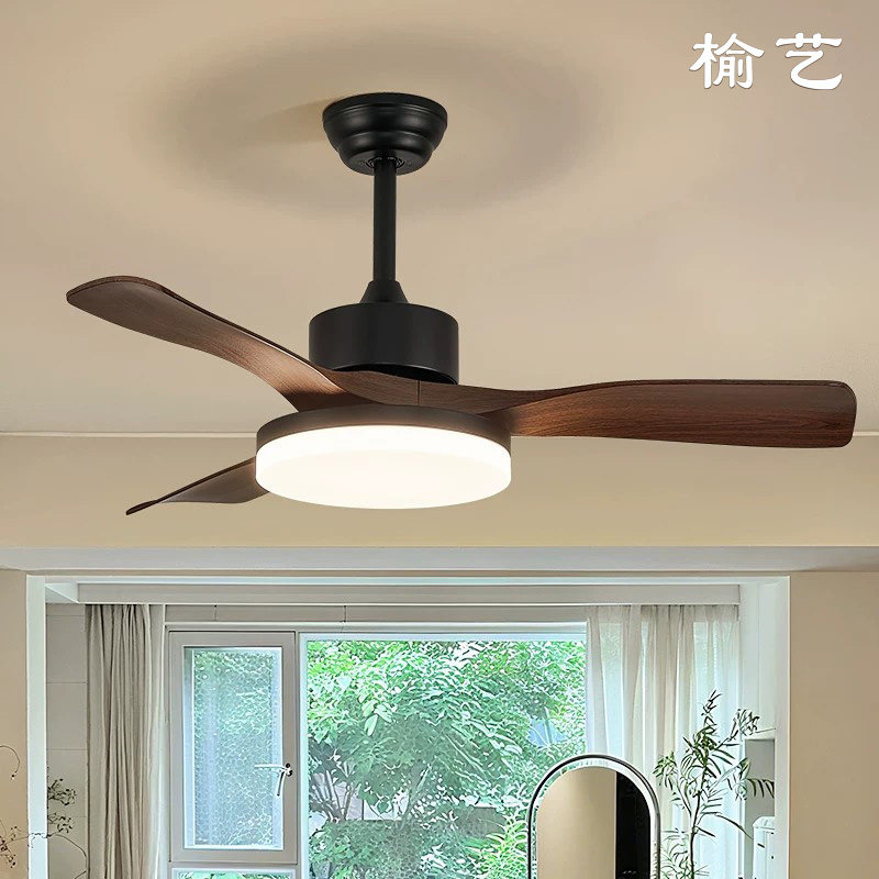 榆艺中古风扇灯包豪斯美式复古家用客厅房间卧室灯餐厅护眼吊扇灯