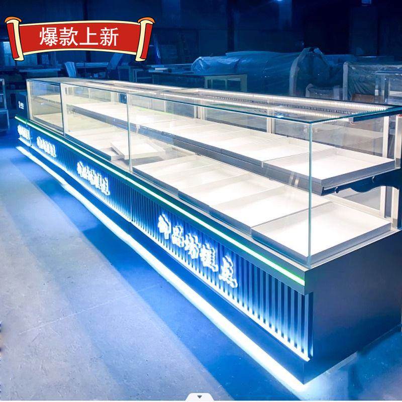 新款中式糕点展示柜弧形桃酥柜面包展示柜实木蛋糕展柜铝合金烤盘