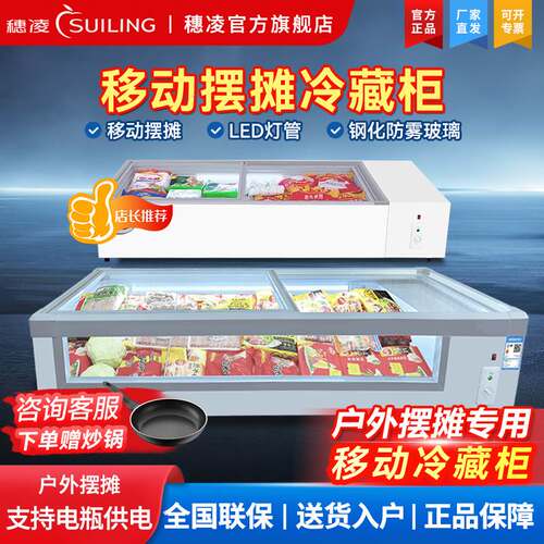 穗凌展示柜水果捞冷藏保鲜柜三轮车摆摊烧烤台式炸串移动专用冰箱