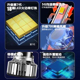 18灯珠汽车led大灯超亮H7近光远光灯H11H4H3激光透镜一体9005灯泡
