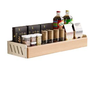 奶油风厨房置物架实木免打孔调味料架壁挂刀架可拆洗多功能收纳架