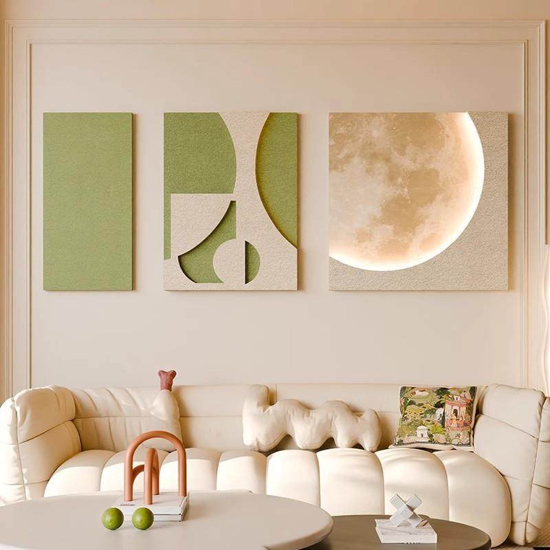 2024新款立体砂岩月球黑白客厅装饰画沙发背景墙挂画壁灯led发光,家居饰品,现代装饰画,淘宝优惠券,粉丝福利购,淘宝优惠卷