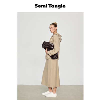 Semi Tangle「Prea」秋冬新品柔软丝绒感运动连帽卫衣半裙套装