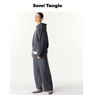 宽松舒适针织套装 」春夏棉混纺连帽卫衣阔腿裤 Tangle「新品 Semi