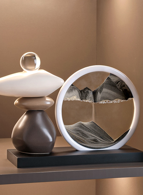 时来运转流沙画摆件客厅电视柜酒柜家居玄关装饰品办公室高档礼物